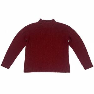 Eileen Fisher Red Marled 100% Italian Wool Split Mock Neck Sweater Women’s XS
